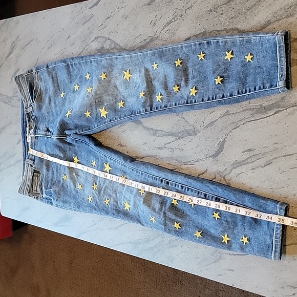 For the Republic Denim Skinny Jeans w/Embroidered Yellow Stars size 8/28 - Picture 5 of 13
